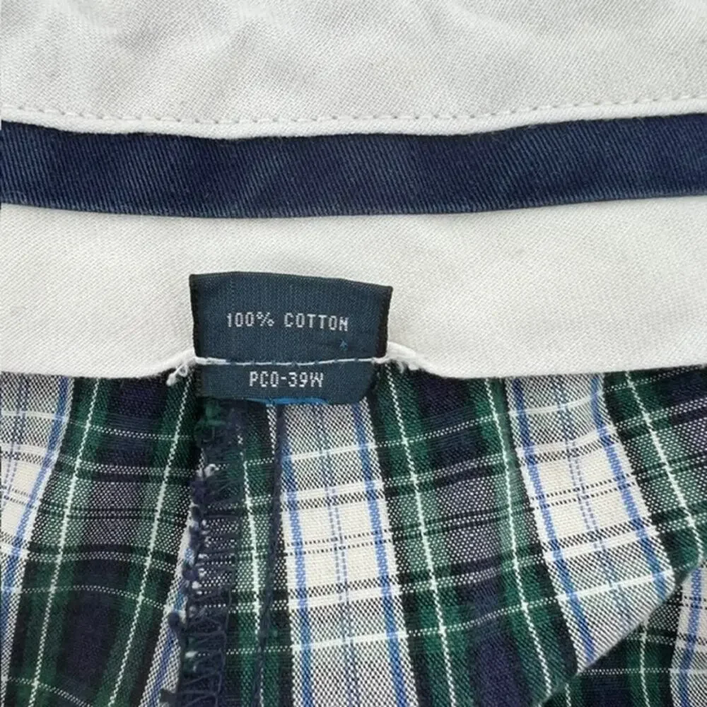 VTG Polo Ralph Lauren Plaid Chino Golf Shorts Mens 40 Navy Blue Green Preppy90s